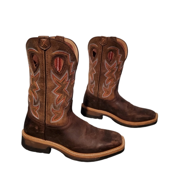 Twisted X Brown Leather Square-Toe Cowboy Western Boots Men's Size 11D - Picture 4 of 12